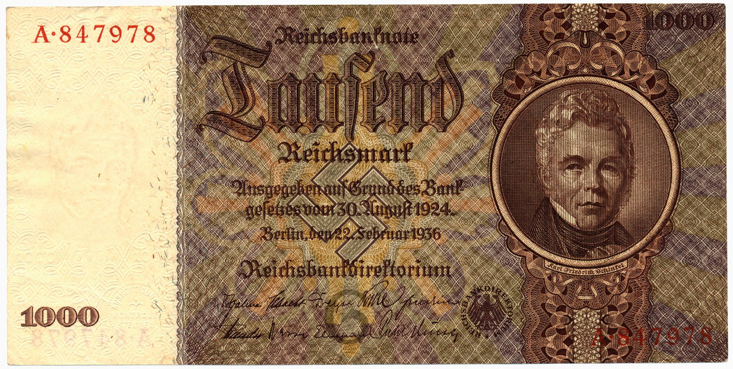 GERMANY P.184 1936 1000 Reichsmark EF