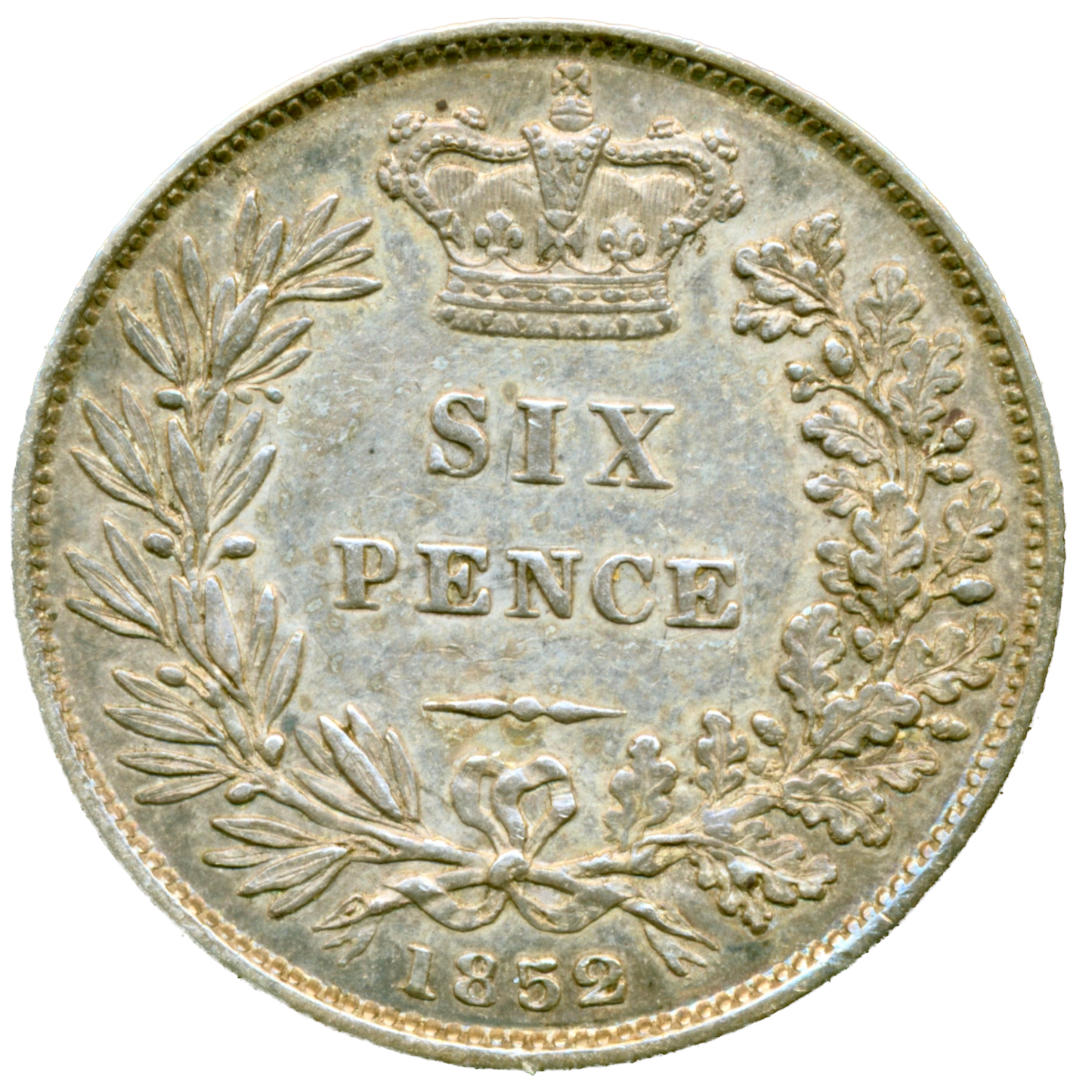 1852 Sixpence First young head S3908 ESC 3188 Rare NEF