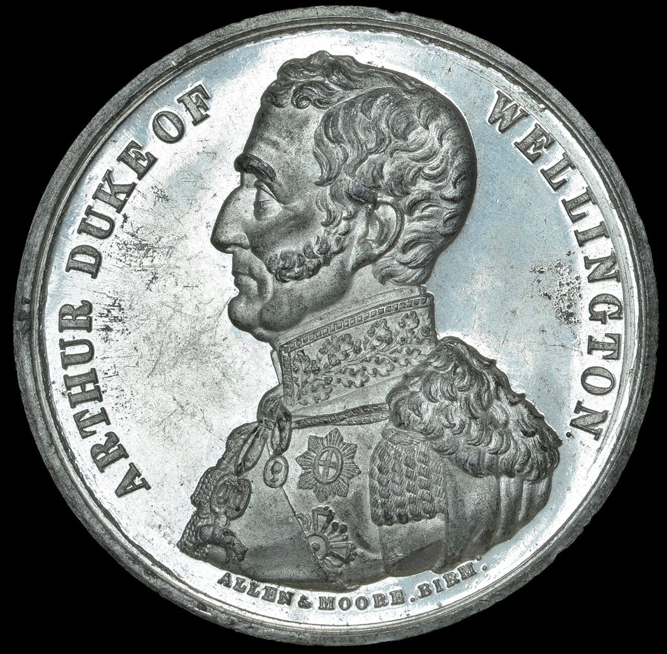 1852 Death of Wellington 41mm white metal medal BHM 2479 NEF