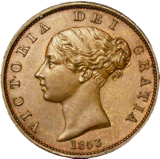 1853 Halfpenny S3949 BMC 1539 Raised dot GEF