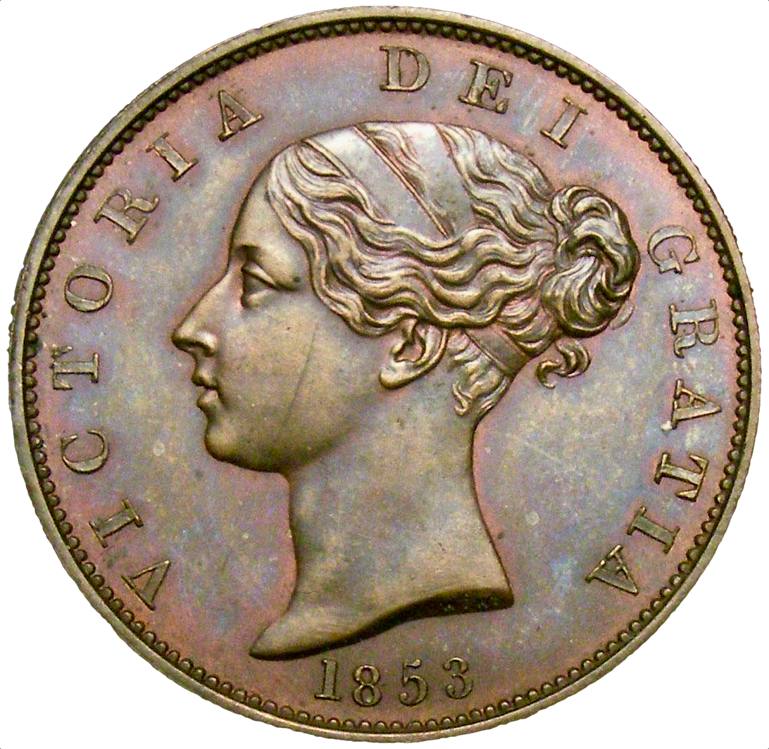 1853 proof halfpenny BMC 1541 LCGS82