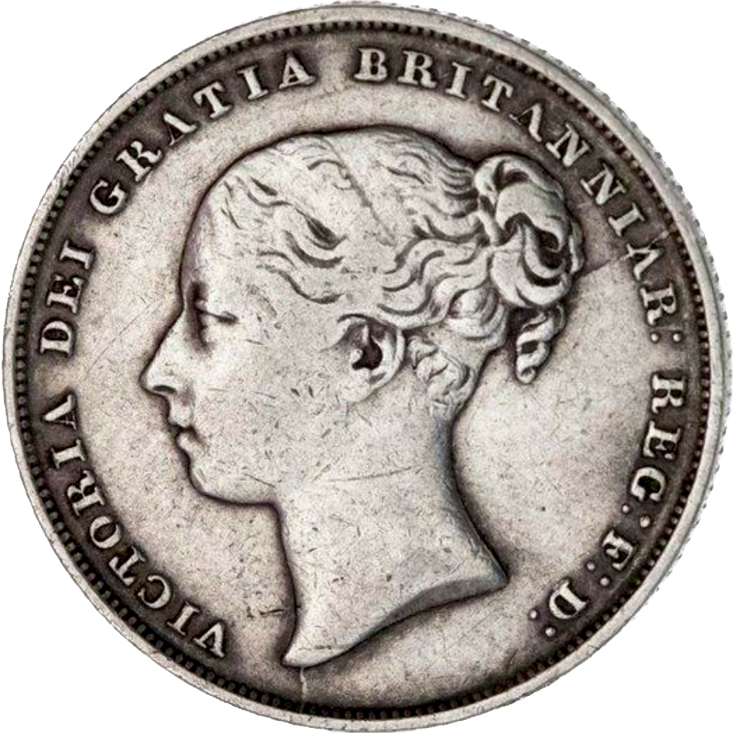 1854 Shilling Second young head S3904 ESC 3004 Very rare (R2) GF/AVF