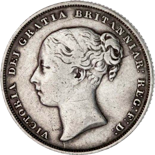 1854 Shilling Second young head S3904 ESC 3004 Very rare (R2) GF/AVF