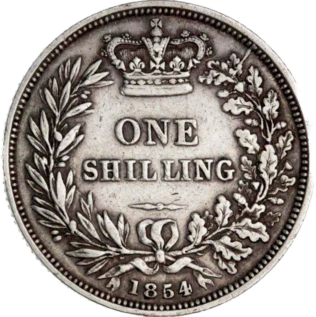 1854 Shilling Second young head S3904 ESC 3004 Very rare (R2) GF/AVF