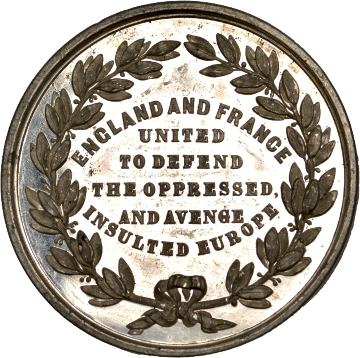 1854 Anglo-French Alliance 44mm white metal medal by Allen & Moore BHM 2536 Eimer 1489