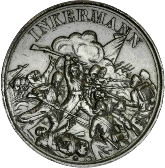 1854 Crimean War three 41mm White metal medals in box of issue by J Pinches BHM 2539-2541 E1490-1492