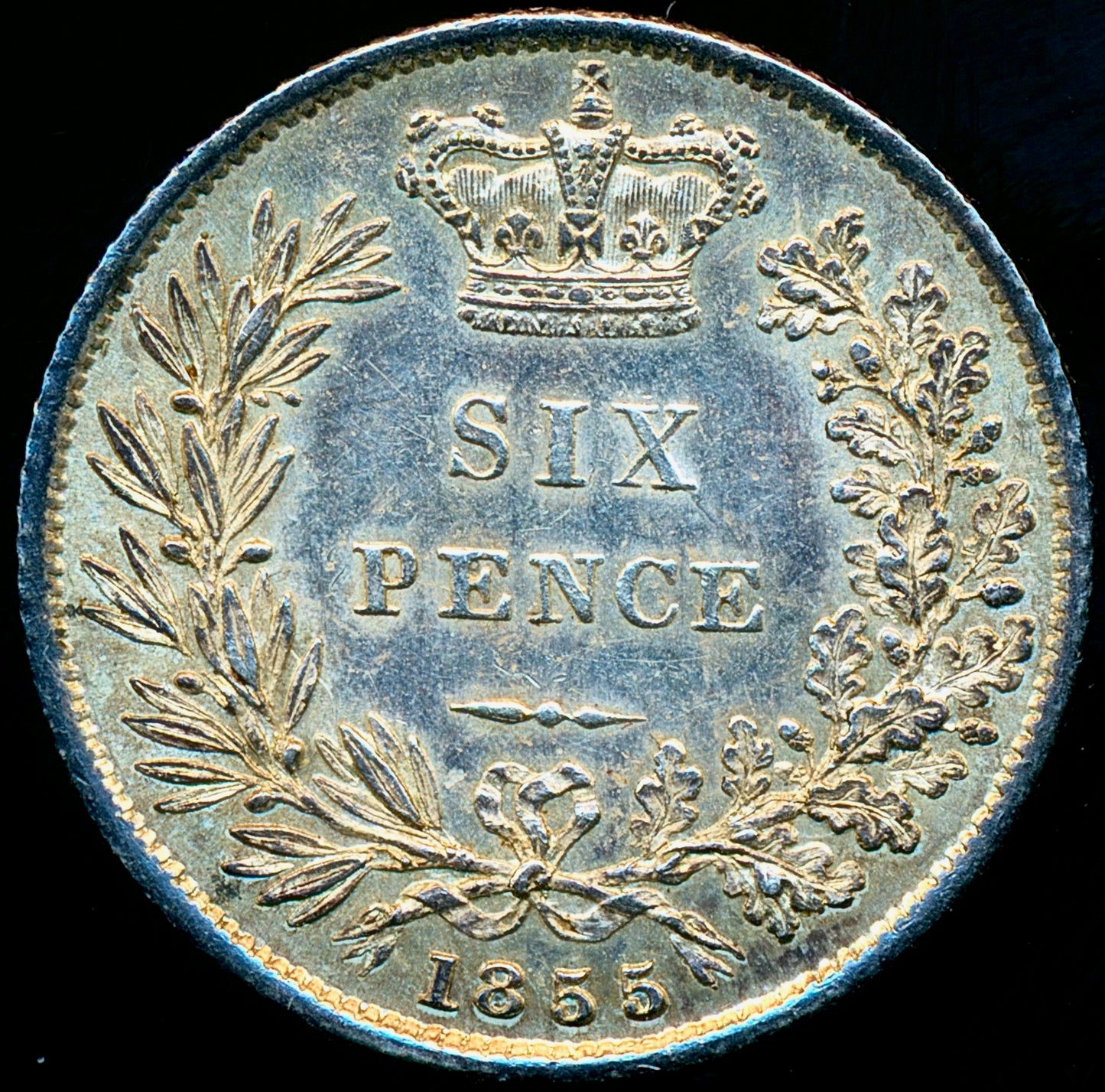 1855 Sixpence First young head S3908 ESC 3193 Scarce AUNC