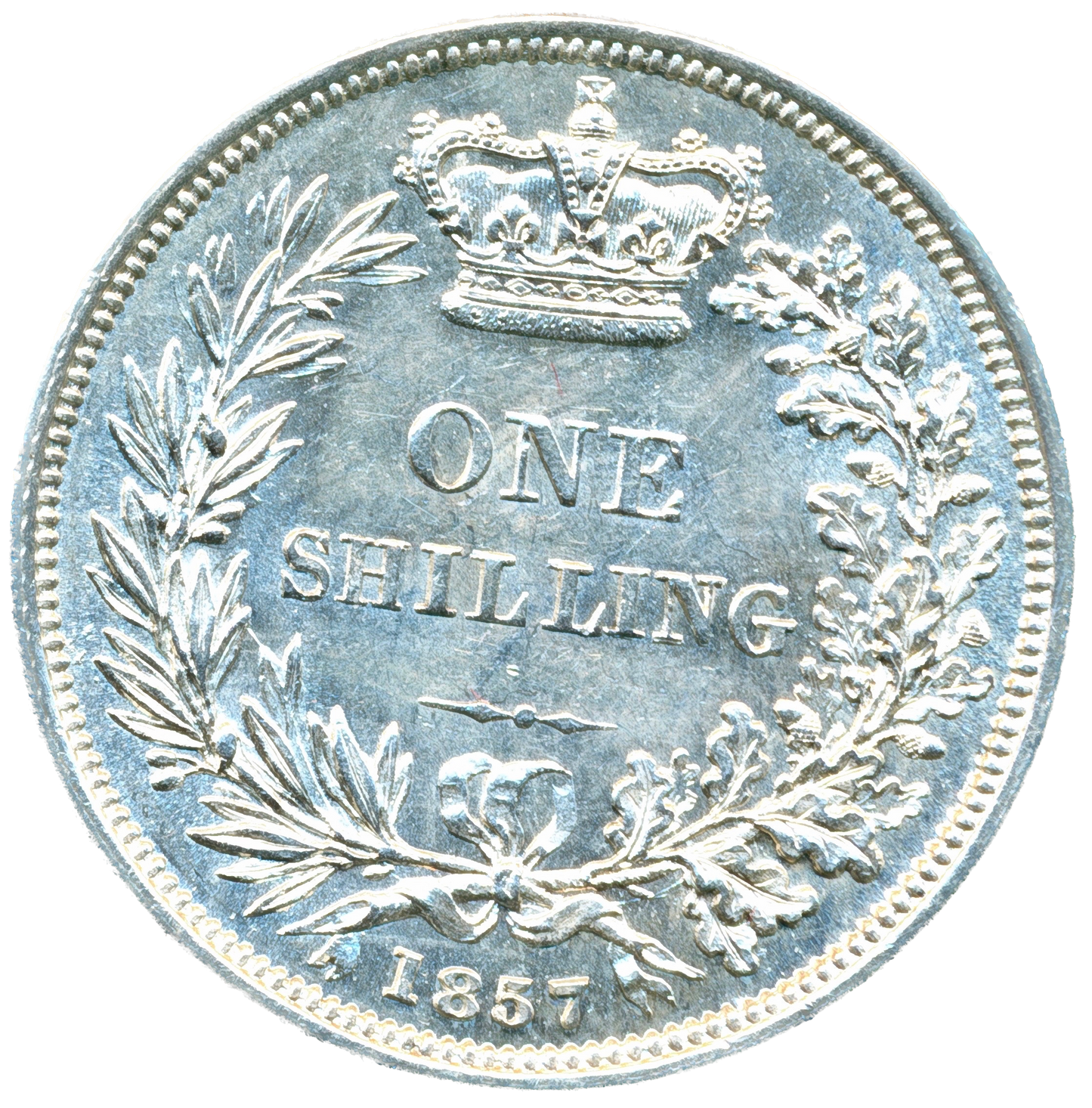 1857 Shilling Second young head S3904 ESC 3008 Scarce AUNC/UNC