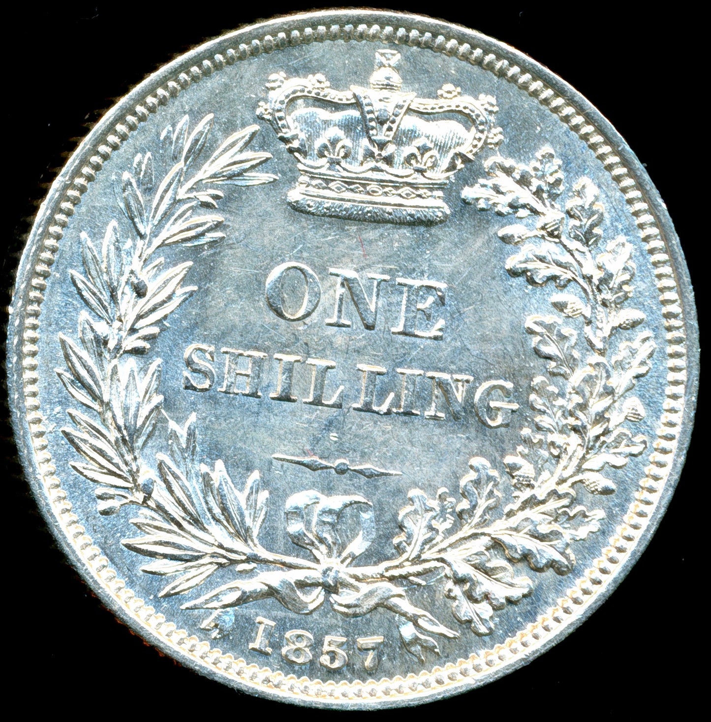 1857 Shilling Second young head S3904 ESC 3008 Scarce AUNC/UNC