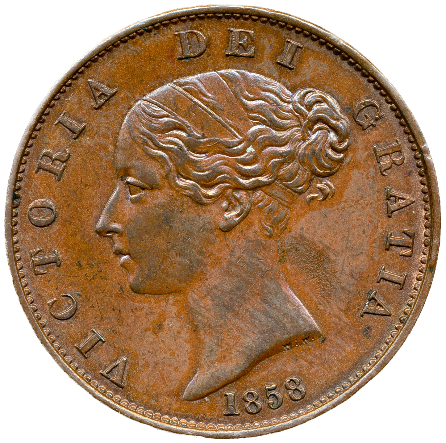 1858/6 Halfpenny S3949 BMC 1547 AUNC