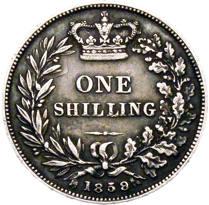 1859/8 Shilling Second young head S3904 ESC 3016 Extremely rare (R3) GF