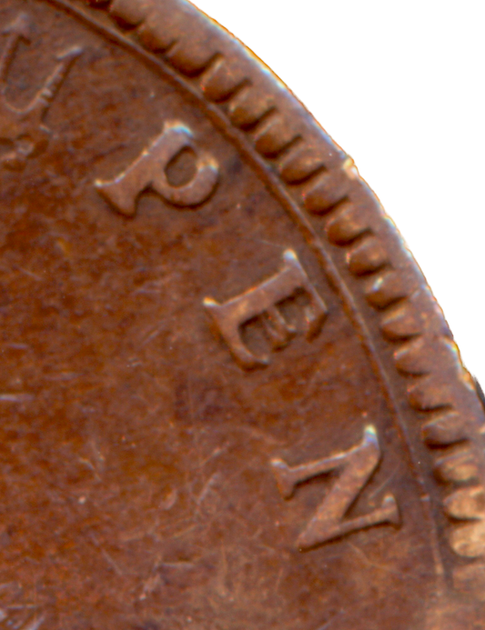 1860 Penny S3954 F 10 E over F in PENNY Extremely rare VG