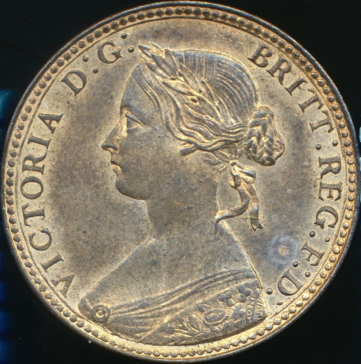 1860 Halfpenny F 258 Obv 1 Rev A Rare (R8) UNC