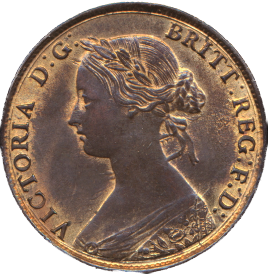 1861 Halfpenny F277 Obv 6 Rev G Rare (R8) AUNC