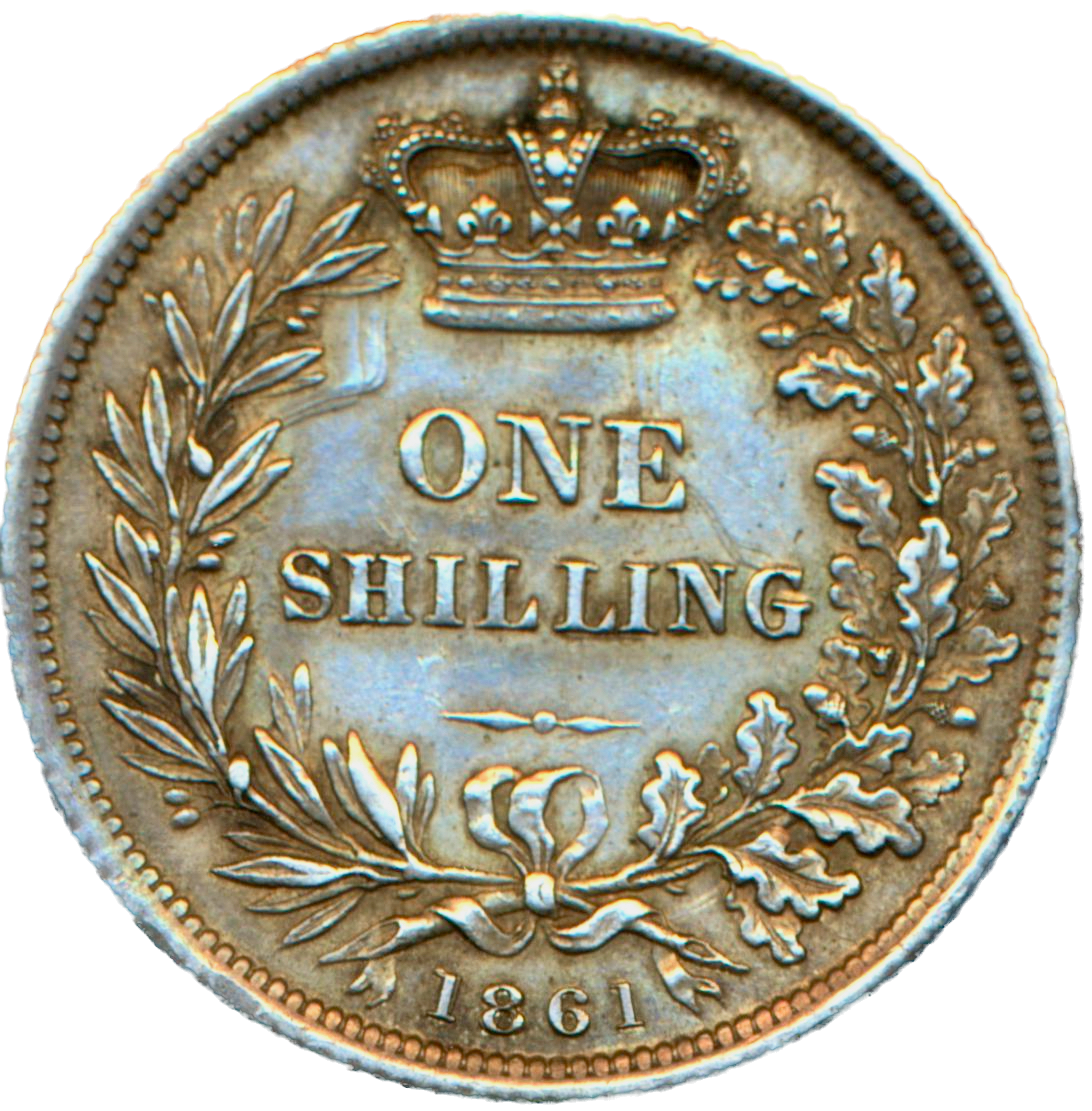 1861 Shilling Second young head S3904 ESC 3019 Rare EF