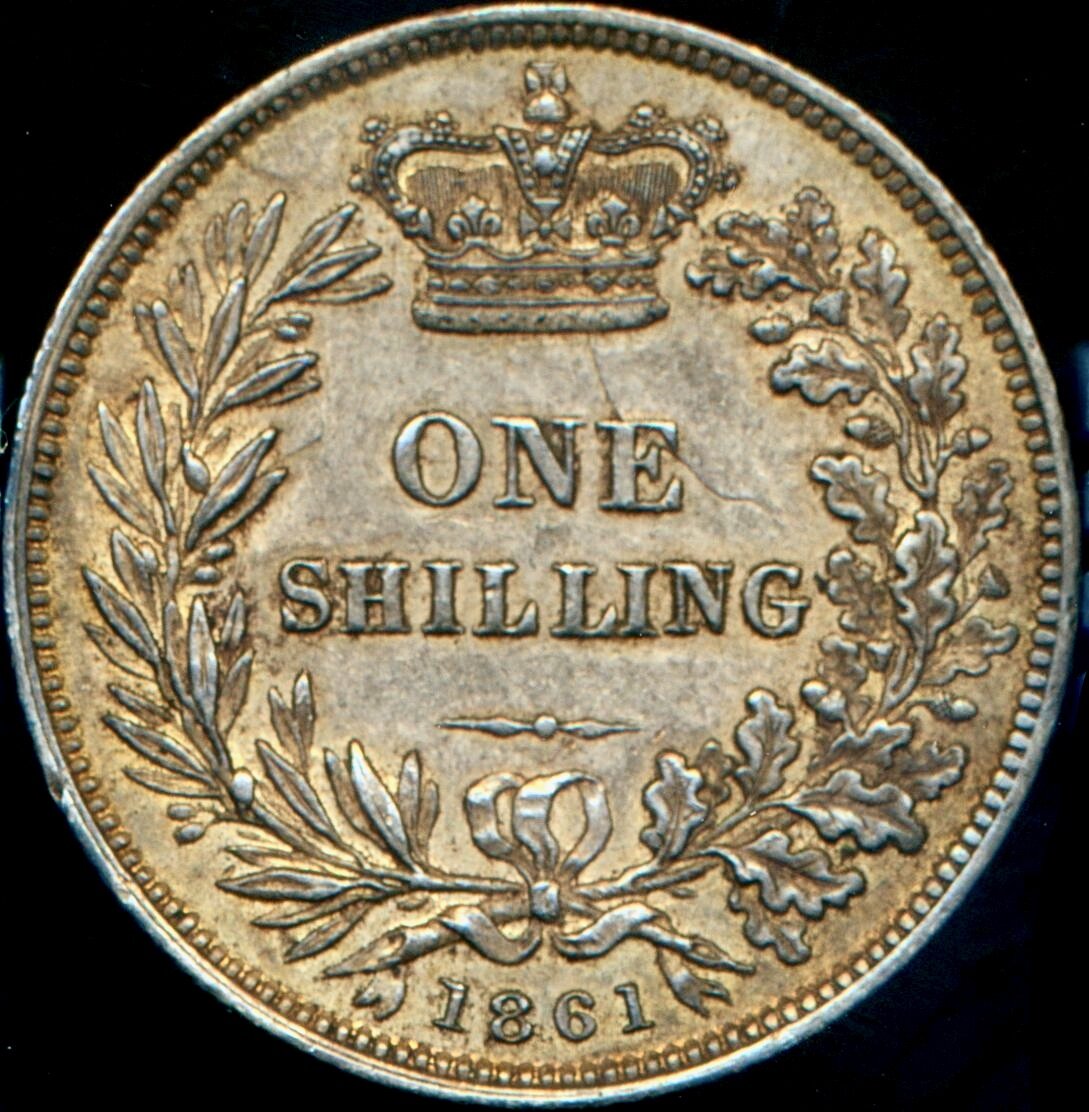 1861 Shilling Second young head S3904 ESC 3019 Rare EF