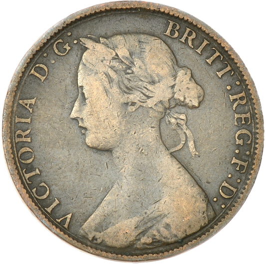 1862 Halfpenny F290A Obv 7 Rev G Die A (unbarred) Excessively Rare (R17) F