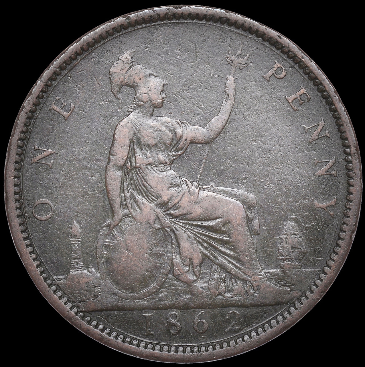 1862 8 over 6 Penny S3954 F39A Obv 6 Rev G Excessively rare (R18) GF