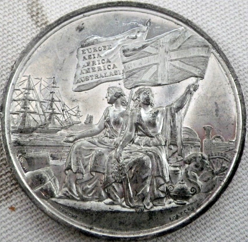 1862 International Exhibition 50mm white metal medal by Pinches BHM 2739 AEF