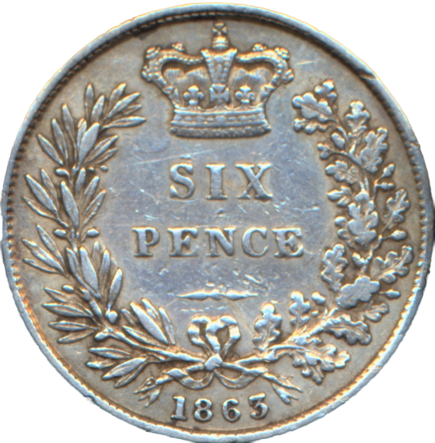 1863 Sixpence First young head S3908 ESC 3209 Extremely rare (R3) VF
