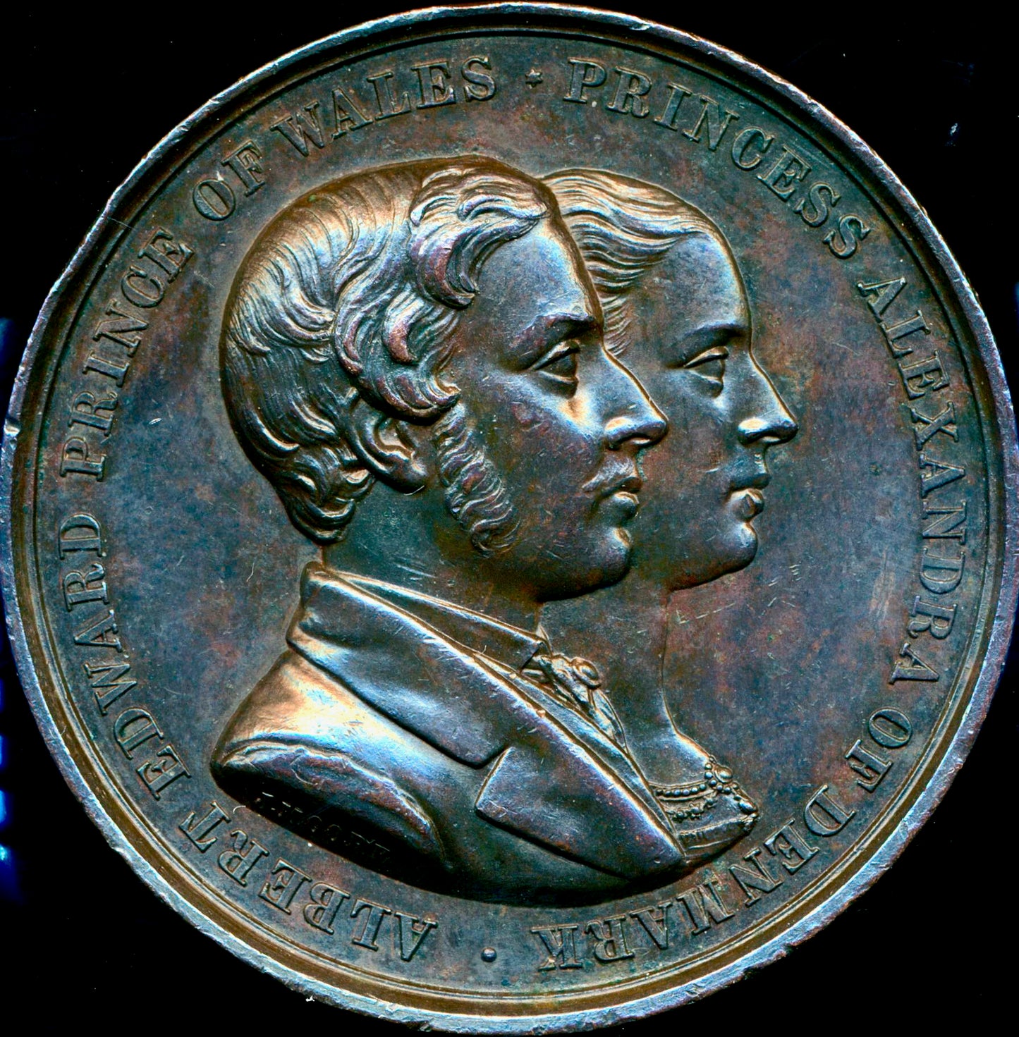 1863 Wedding of Edward and Alexandria 42mm bronze medal by J Moore BHM 2765