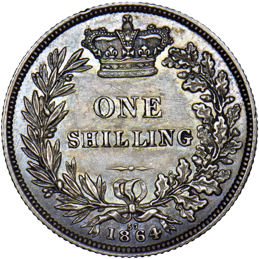 1864 Shilling Second young head die 57 S3905 ESC 3024 UNC