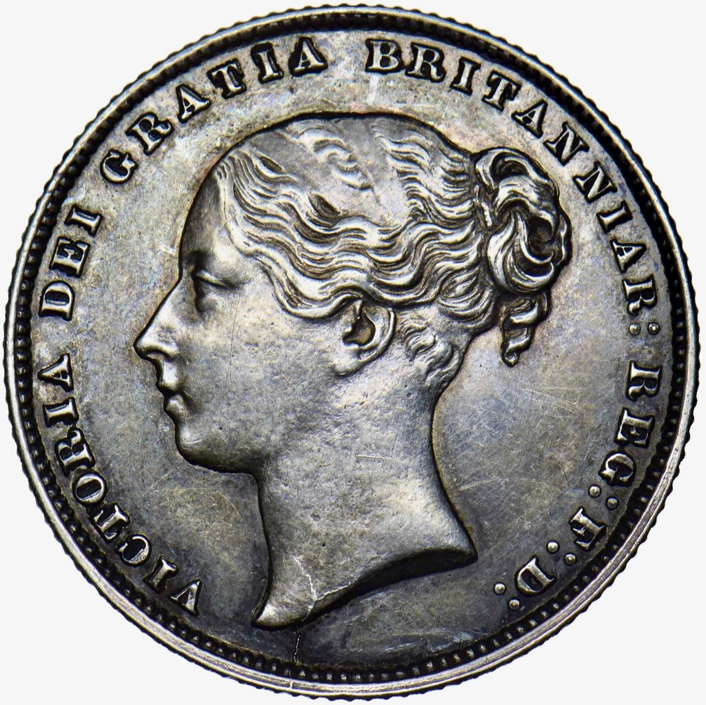 1864 Shilling Second young head die 57 S3905 ESC 3024 UNC