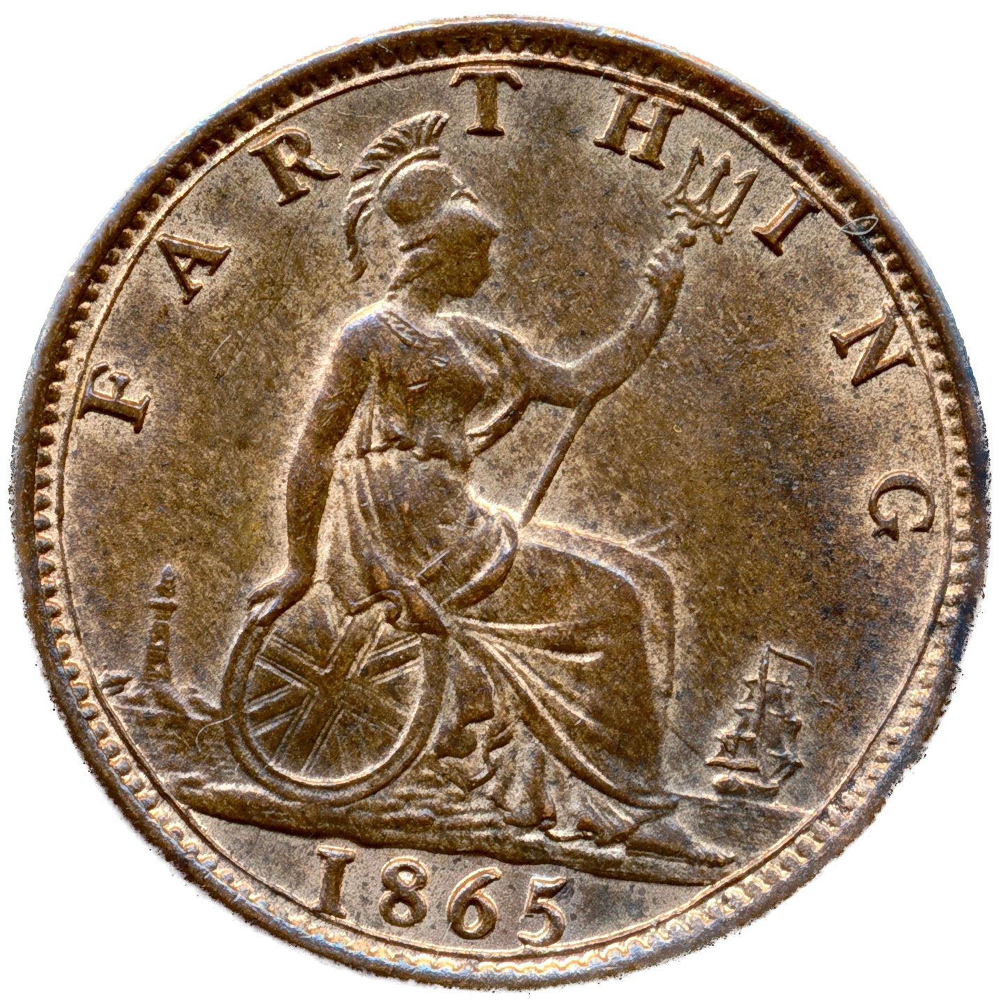 1865 Farthing S3958 F 512 Small 8 UNC