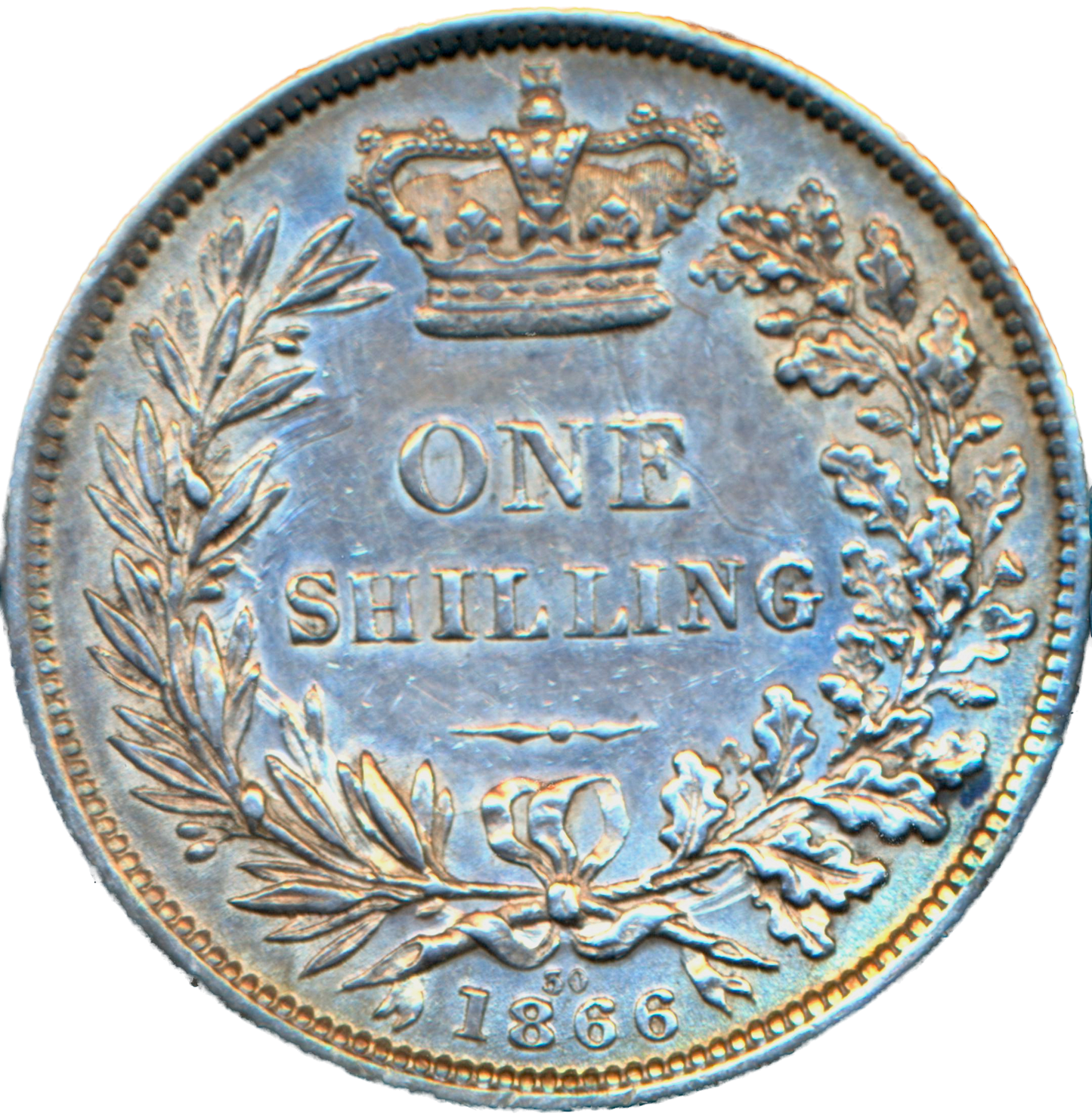 1866 Shilling Second young head die 30 S3905 ESC 3027 NEF
