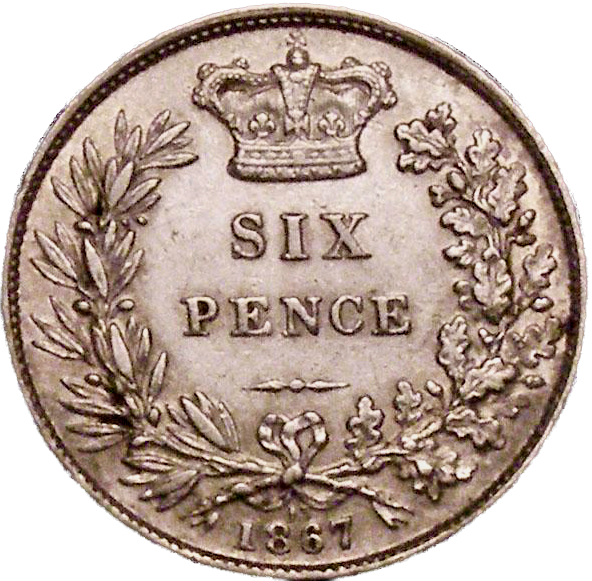 1867 Sixpence Second young head S3909 ESC 3213 Very rare (R2) GVF