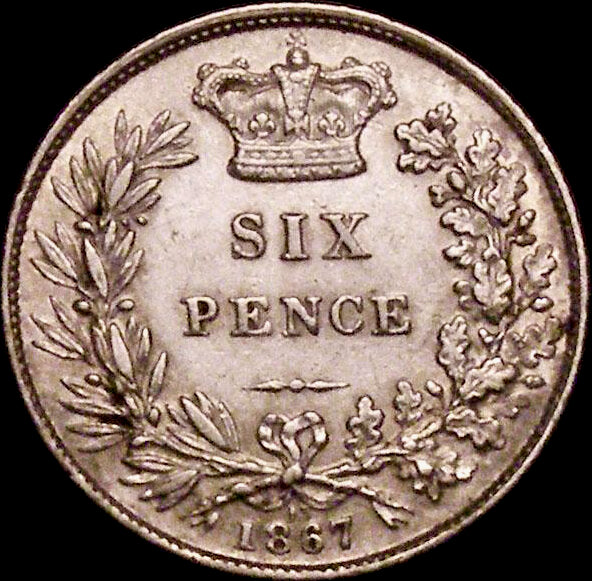 1867 Sixpence Second young head S3909 ESC 3213 Very rare (R2) GVF