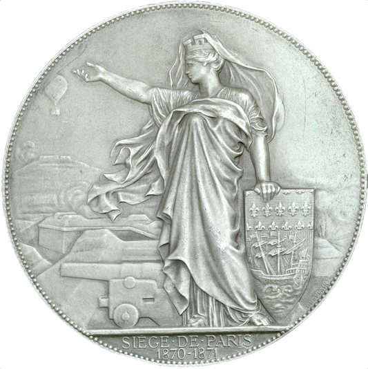 1871 FRANCE Siege of Paris 75mm silvered bronze medal by J-C. Chaplain BDM I, 402 EF