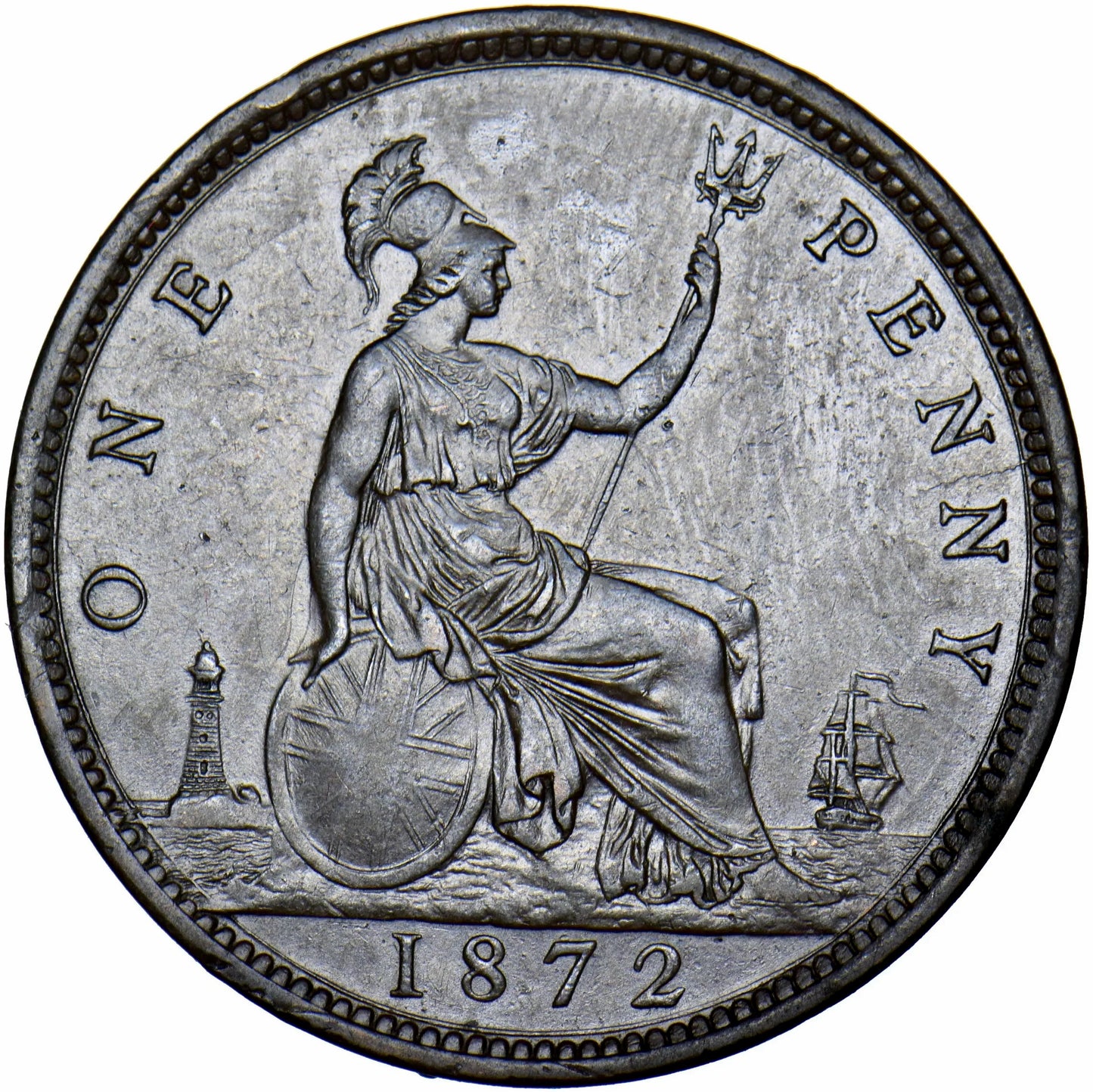 1872 Penny F62 EF
