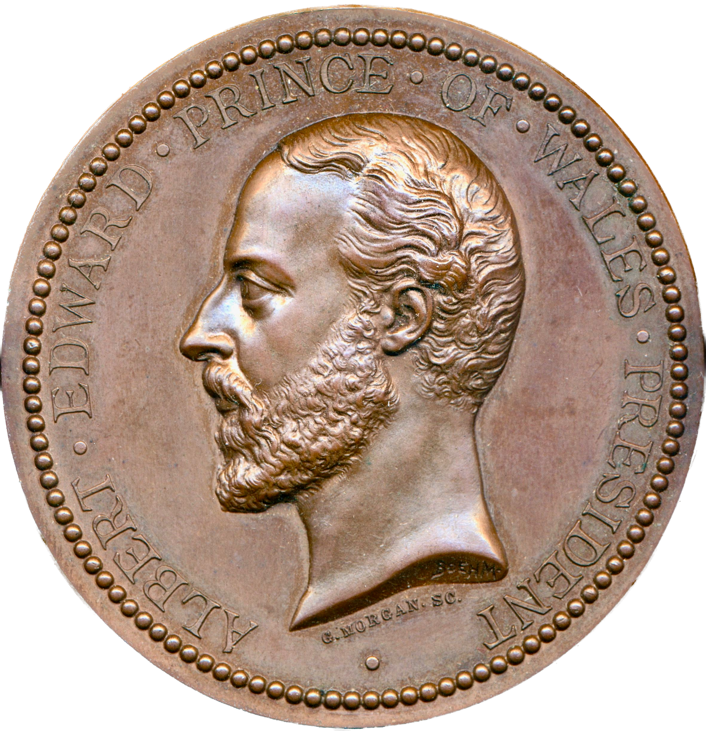 1874 Fine Art Exhibition 52mm bronze medal by JE Boehm and GT Morgon BHM 2992 E 1633