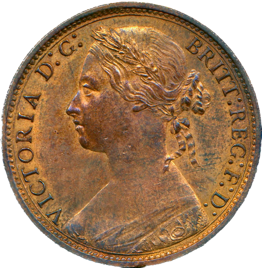 1875 Penny F82 Obv 8 Rev J UNC or near so