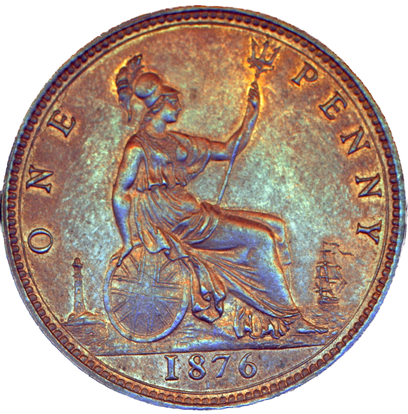 1876H Penny F89 Obv 8 Rev K AUNC