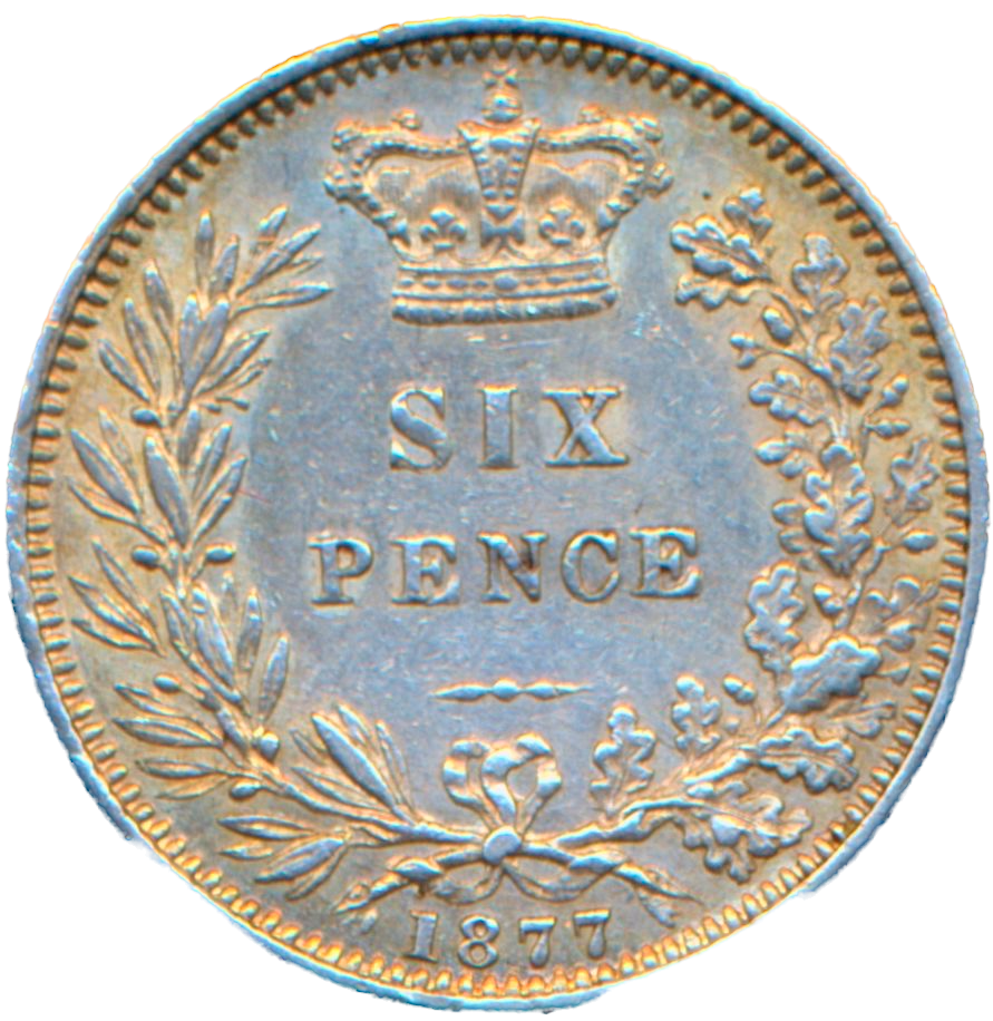 1877 Sixpence Second young head No die number S3911 ESC 3243 Scarce GEF