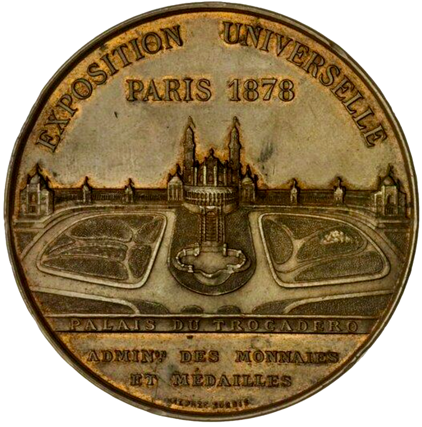 1878 FRANCE Exposition Universelle Paris 51mm bronze medal by Oudine