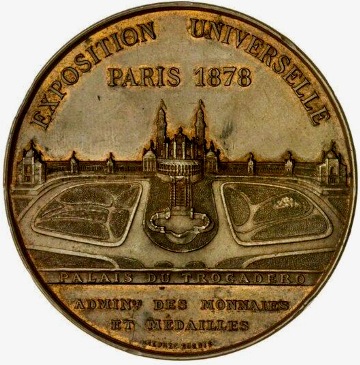 1878 FRANCE Exposition Universelle Paris 51mm bronze medal by Oudine