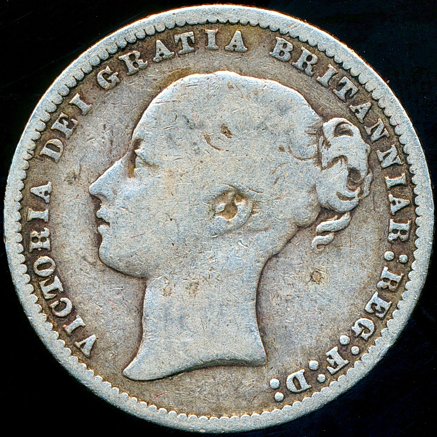 1879 Shilling Third young head no die number S3906 ESC 3059 F
