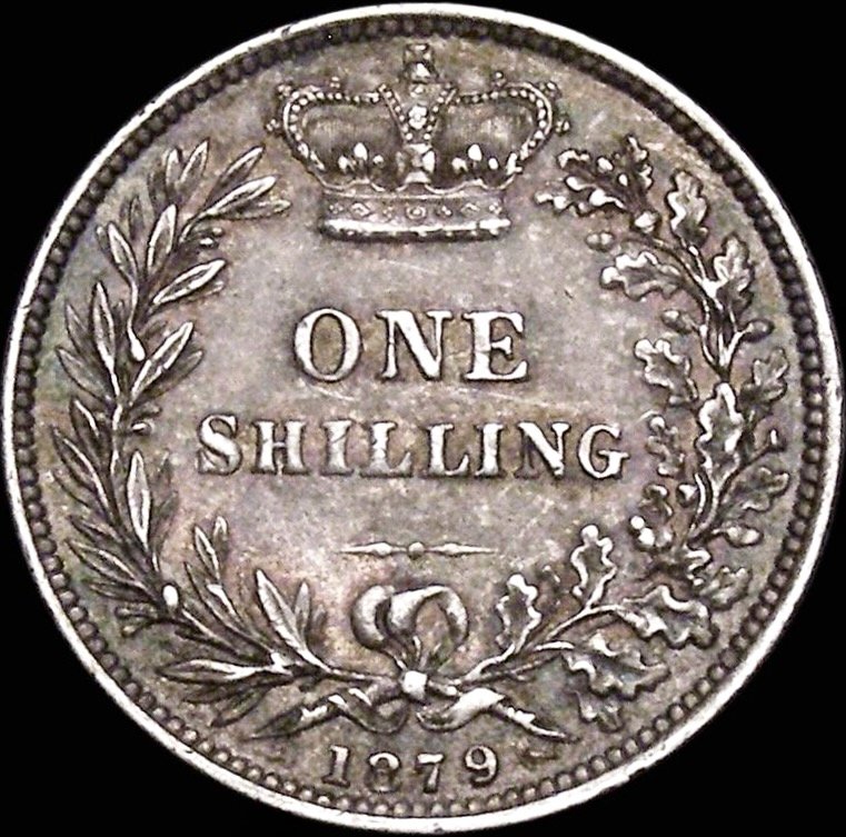 1879 Shilling Fourth young head No die number S3907 ESC 3061 GVF/NEF