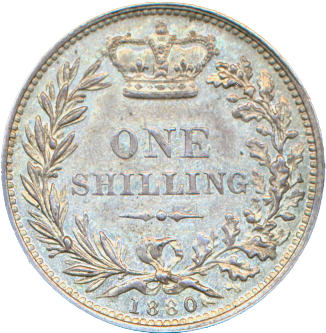 1880 Shilling Fourth young head S3907 ESC 3064 AUNC