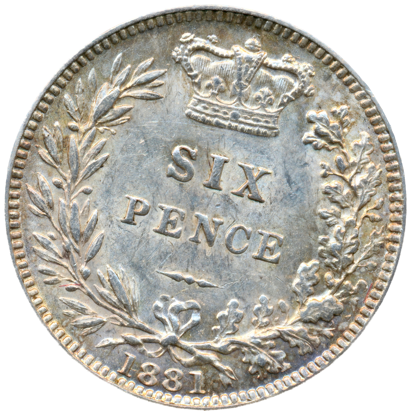 1881 Sixpence Third hung head S3912 ESC 3251 Scarce AUNC