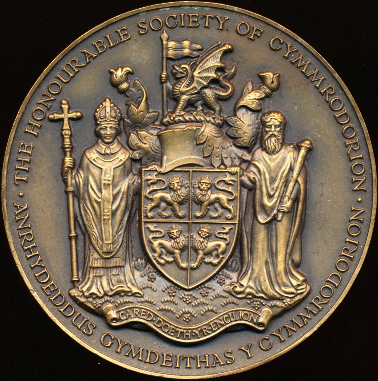 1883 (c) Honourable Society Of Cymmrodorion 63mm oxidised bronze medal