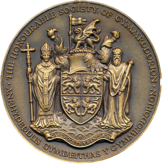 1883 (c) Honourable Society Of Cymmrodorion 63mm oxidised bronze medal