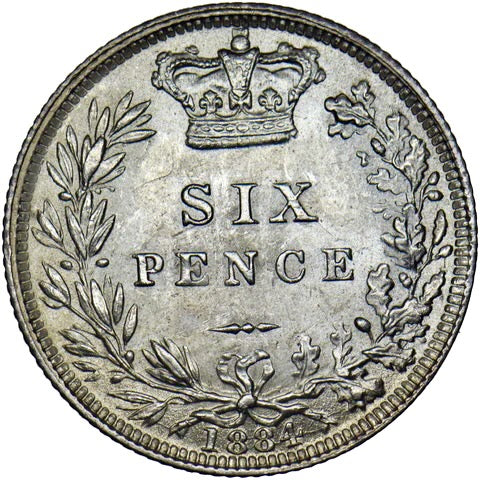 1884 Sixpence Third young head S3912 ESC 3257 Scarce AUNC