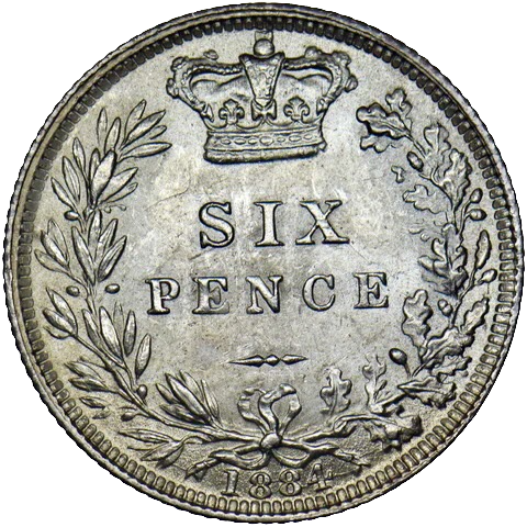 1884 Sixpence Third young head S3912 ESC 3257 Scarce AUNC