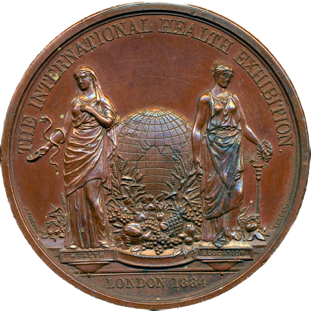 1884 International Health Exhibition, London 45mm bronze medal BHM 3175 E1704