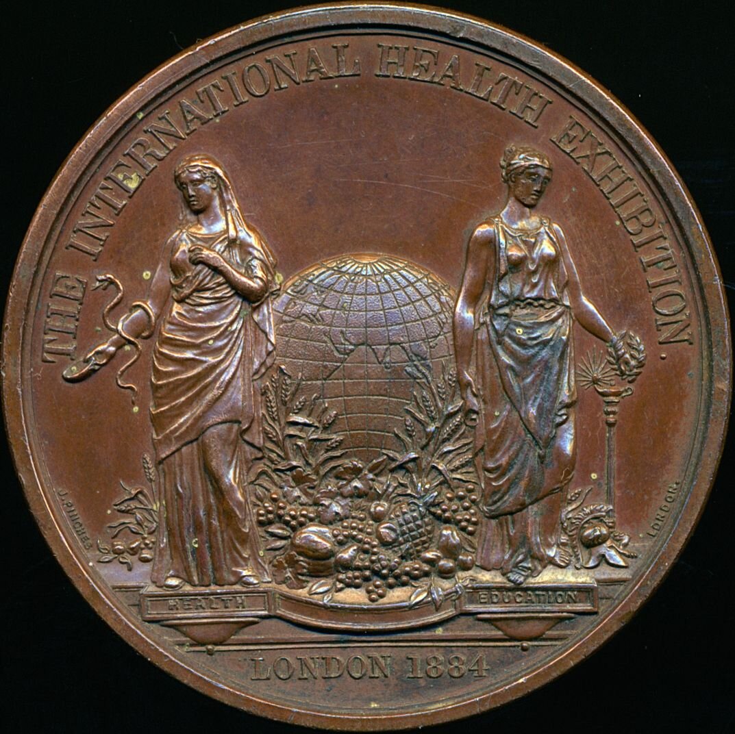 1884 International Health Exhibition, London 45mm bronze medal BHM 3175 E1704