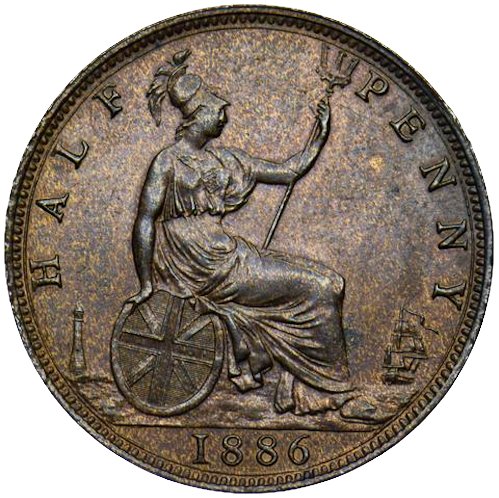 1886 Halfpenny F 356 AUNC